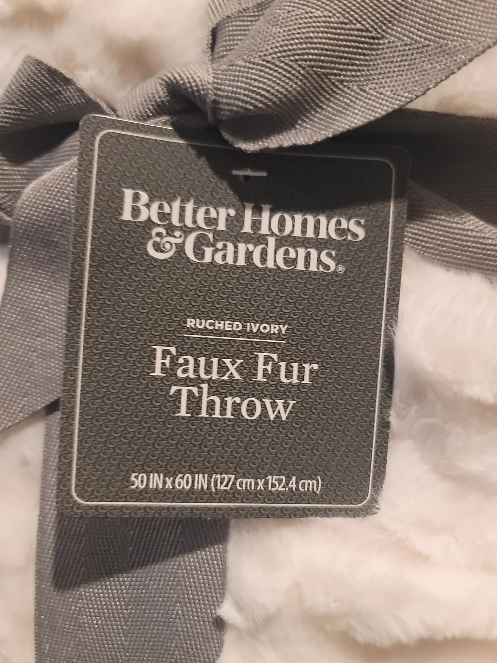 Better Homes & Gardens Faux Fur Throw - Ruched Ivory